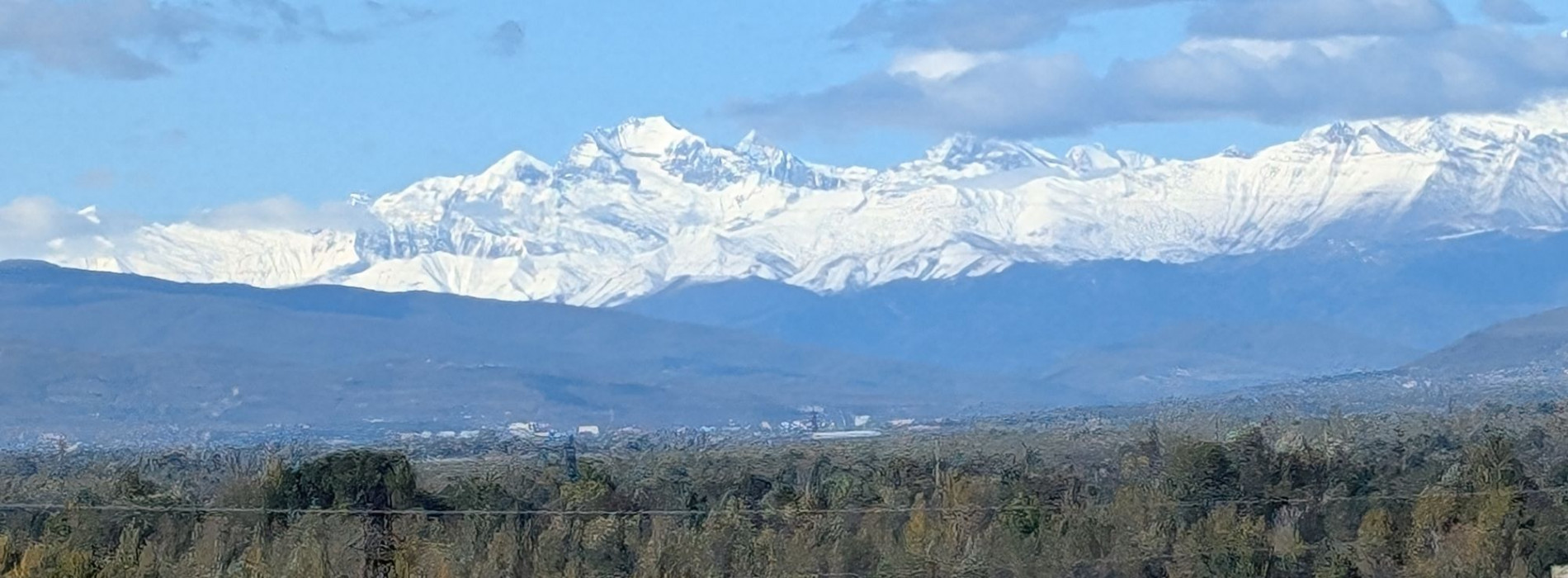 Snow-capped Caucasus Mountains near Kutaisi
