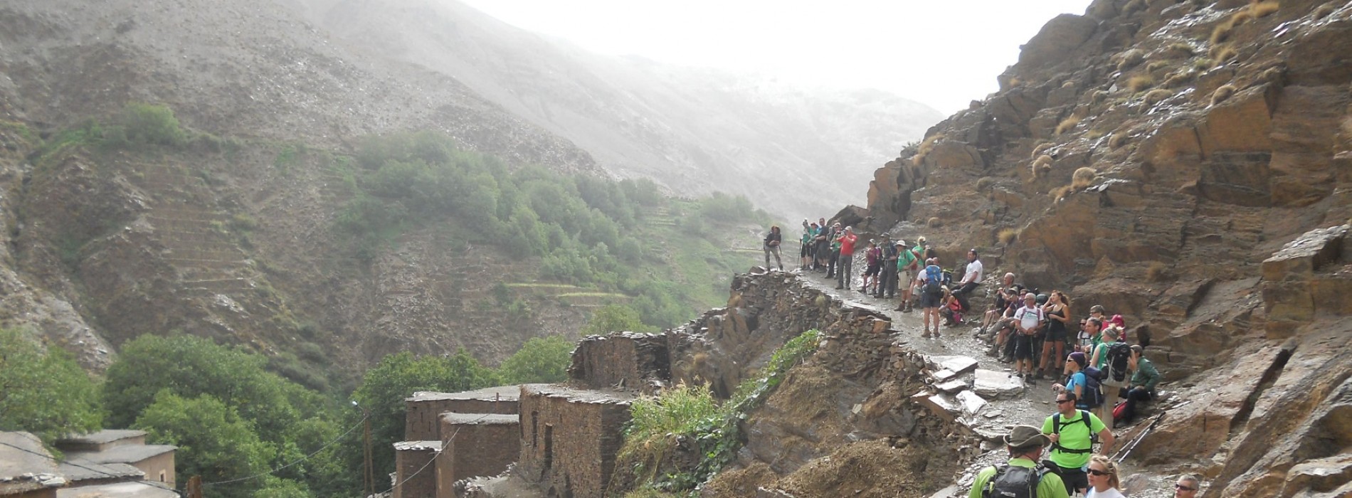 Passing mud-brick villages as we trek