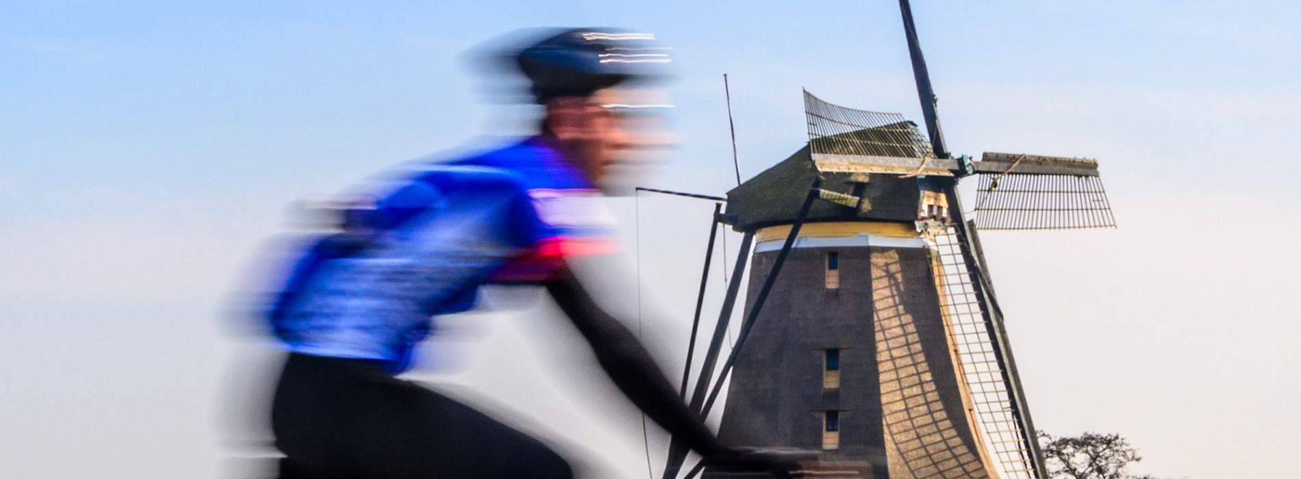 Cycling past windmills